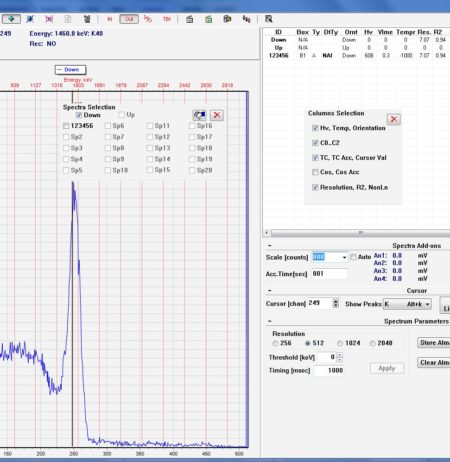 Interface of a calibration and setting software for AGRS based instruments