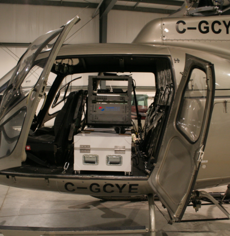 An helicopter with an Airborne Integrated Radiation Information System inside it