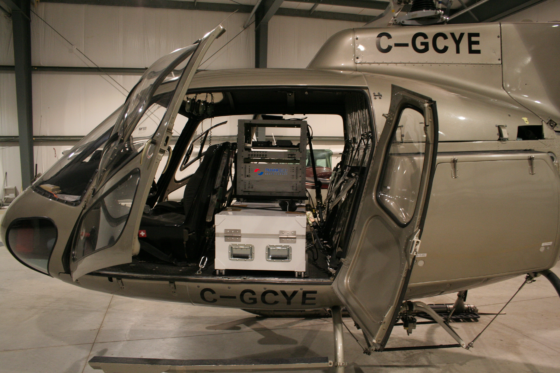 An helicopter with an Airborne Integrated Radiation Information System inside it