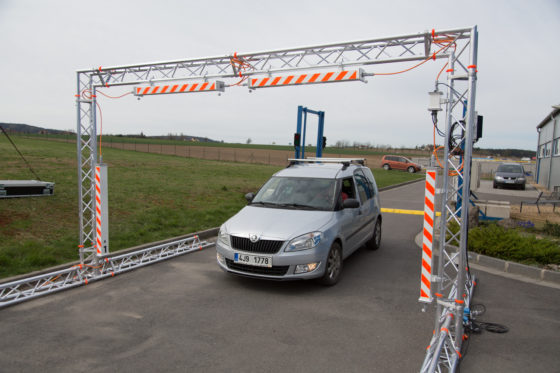 A radiation portal monitoring system for vehicles installed on a road