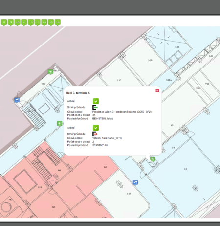 Interface of a software for facility radiation control