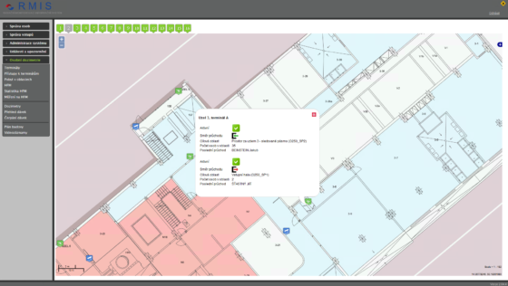 Interface of a software for facility radiation control
