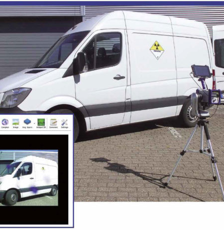 Gamma camera monitoring a vehicle