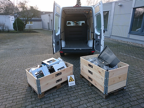 Radioactive waste behind a vehicle