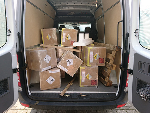 Radioactive goods inside a vehicle