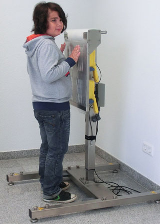 Child using an emergency contamination monitor